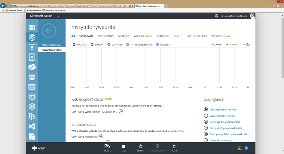 Azure网站控制面板